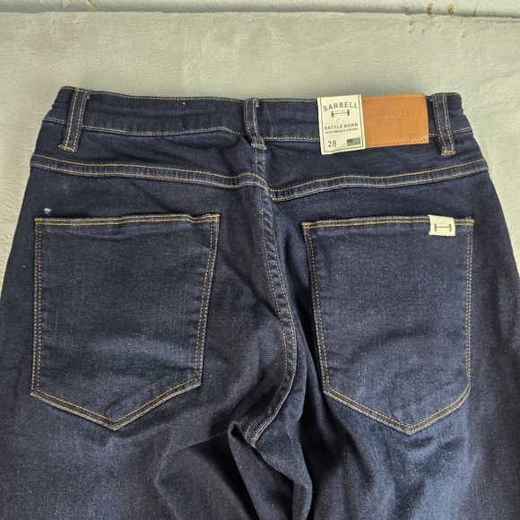 NWT Barbell Apparel Mens Denim Jeans Size 28x34 Straight Leg Dark Wash Pants - Picture 5 of 10